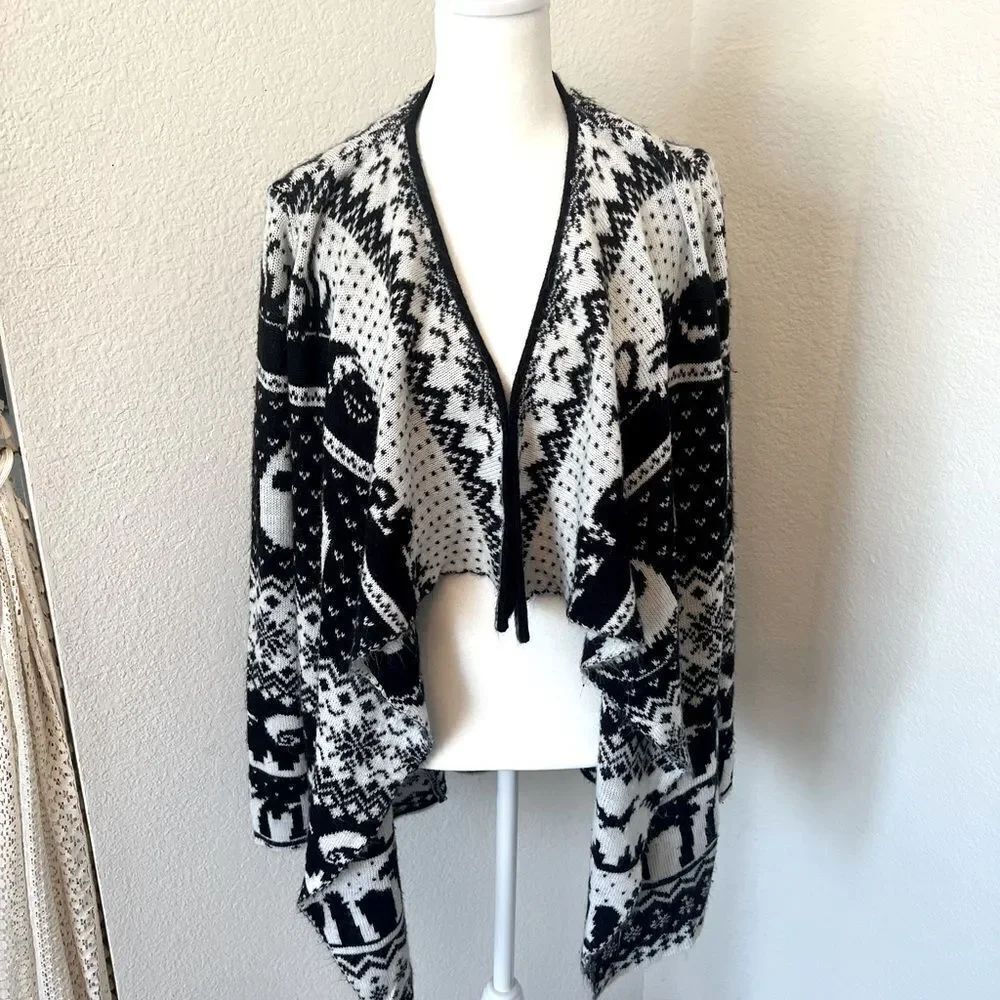 Black and White Nightmare Before Christmas Halloween Open Front Cardigan